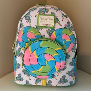 LOUNGEFLY Disney Parks Eats Mickey Mouse Lollipop Mini Backpack